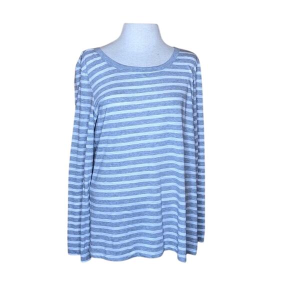 Splendid Gray White Striped Long Sleeve Button Back Shirt New XXL - Picture 1 of 4